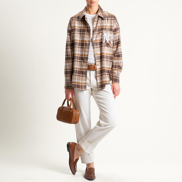 Tensione in-Camicia flanella n5 - moro/latte/cuoio