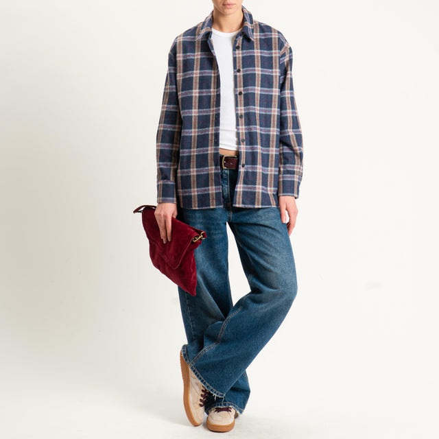 Tensione in-Camicia check flanella - grigio/blu/beige