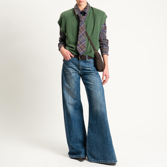 Tensione in-Camicia check flanella con cravatta - viola/moro/militare