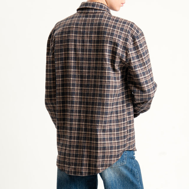 Tensione in-Camicia check in flanella con fiocco - grigio