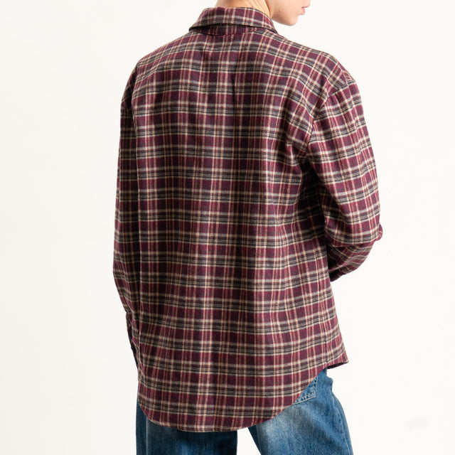 Tensione in-Camicia check in flanella con fiocco - Bordeaux
