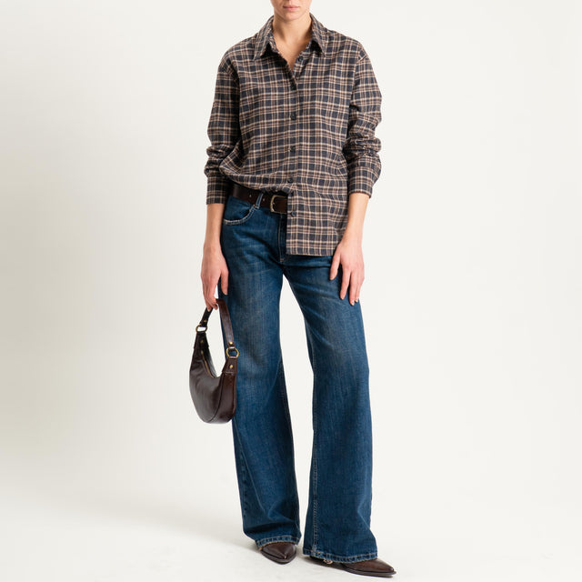 Tensione in-Camicia check in flanella - grigio