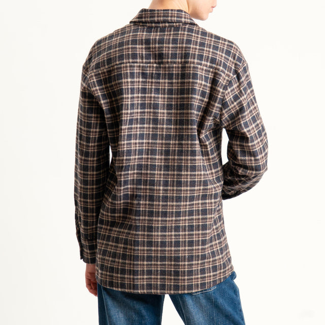 Tensione in-Camicia check in flanella - grigio