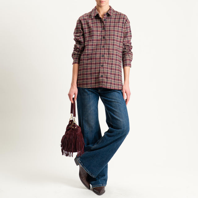 Tensione in-Camicia check in flanella - Bordeaux