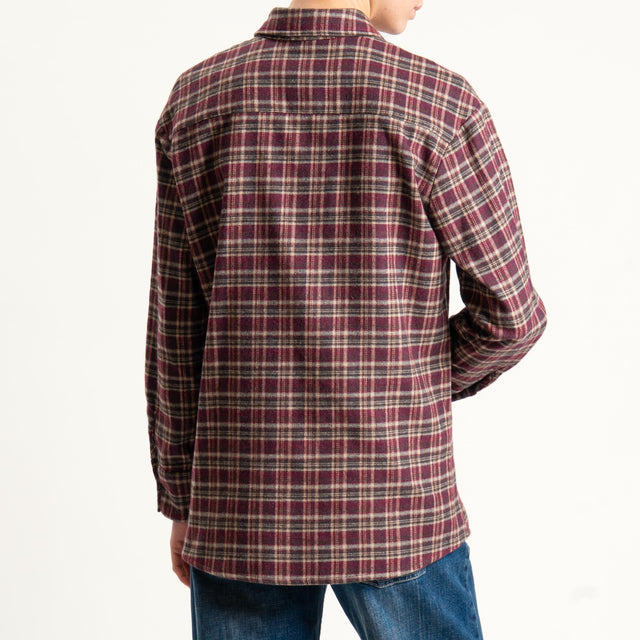Tensione in-Camicia check in flanella - Bordeaux