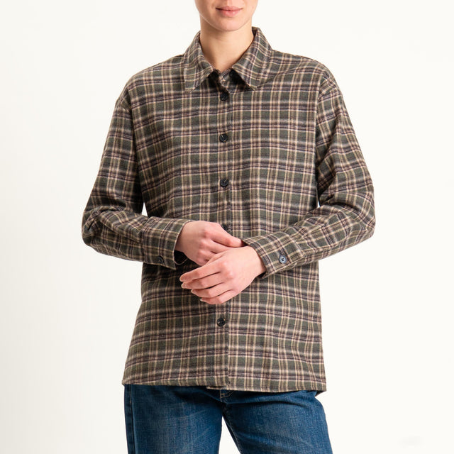 Tensione in-Camicia check in flanella - verde