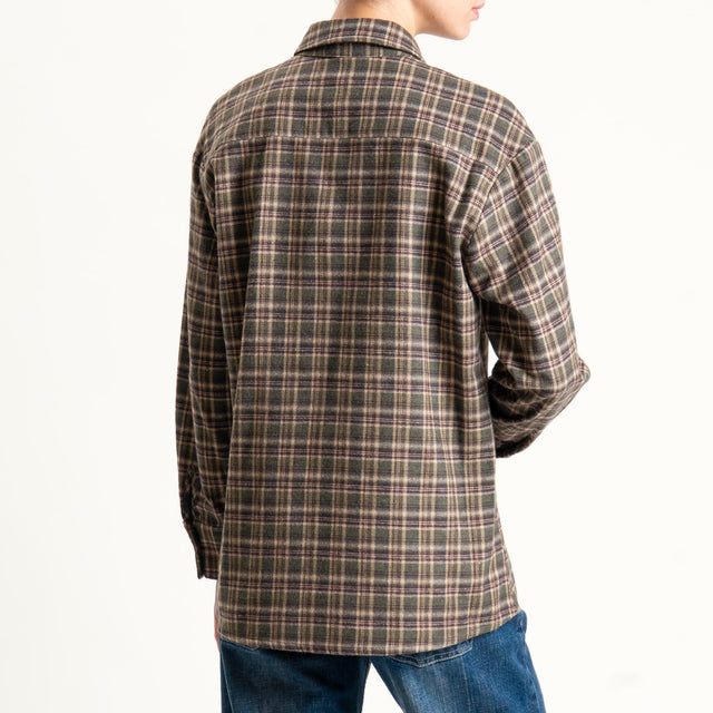 Tensione in-Camicia check in flanella - verde