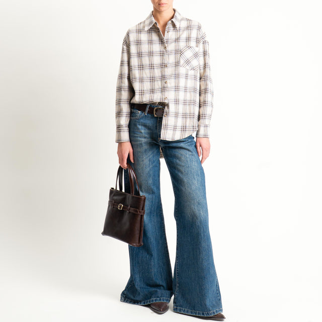 Tensione in-Camicia check in flanella - sand/grigio/moro