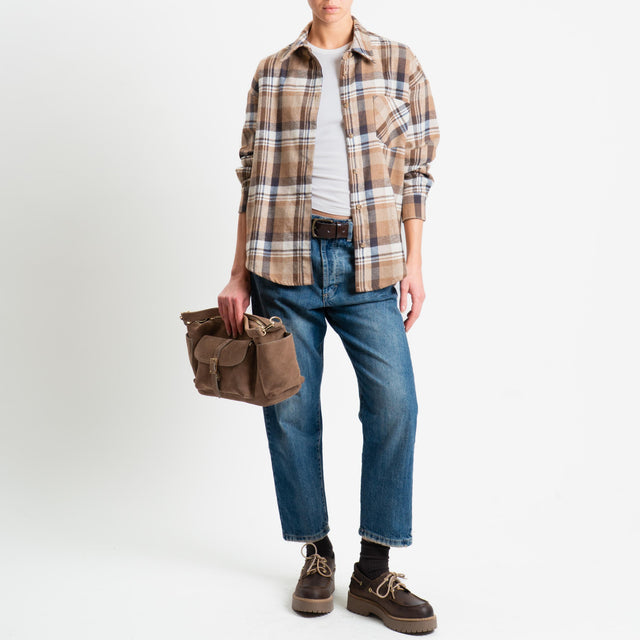 Tensione in-Camicia check in flanella - moro/beige/latte