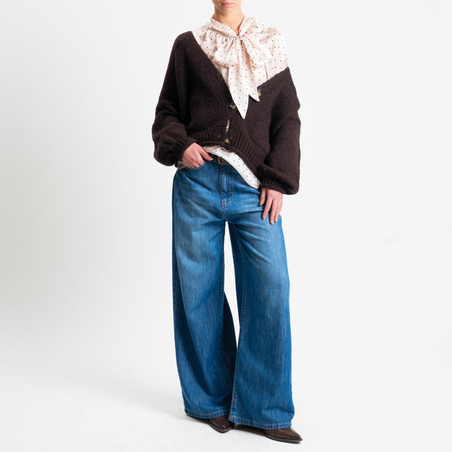 Tensione in-Camicia pois con fiocco - panna/moro