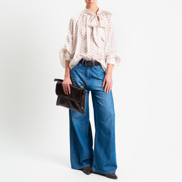 Tensione in-Camicia pois con fiocco - panna/moro