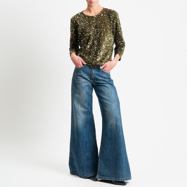 Tensione in-Blusa paillettes bottone dietro - militare