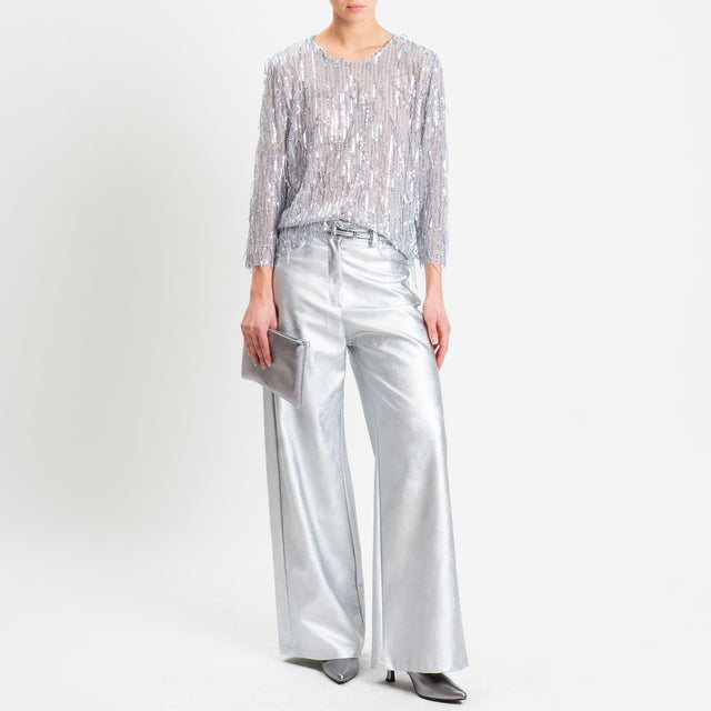 Tensione in-Blusa tulle con paillettes - argento