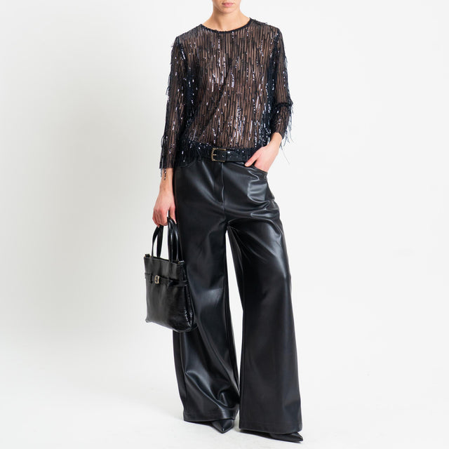 Tensione in-Blusa tulle con paillettes - nero