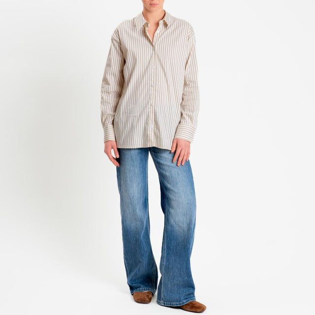 Tensione in-Camicia righe - panna/biscotto