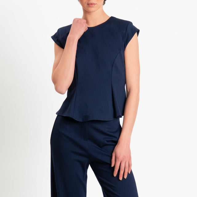 Tensione in-Blusa smanicata punto milano con spalline - blu