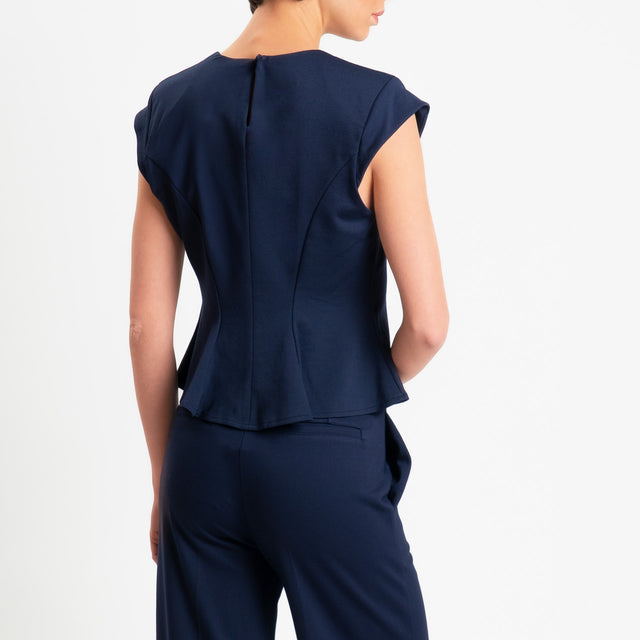 Tensione in-Blusa smanicata punto milano con spalline - blu