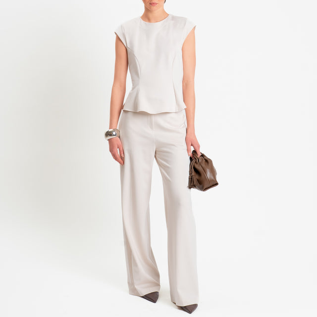 Tensione in-Blusa smanicata punto milano con spalline - gesso