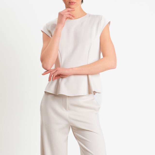 Tensione in-Blusa smanicata punto milano con spalline - gesso