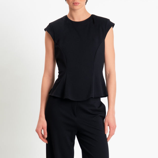 Tensione in-Blusa smanicata punto milano con spalline - nero