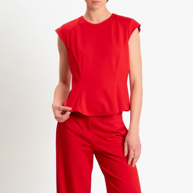Tensione in-Blusa smanicata punto milano con spalline - rosso