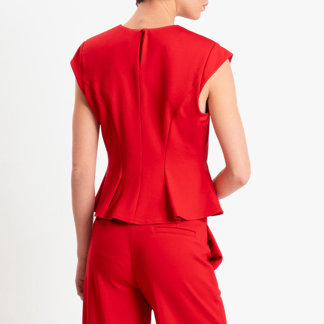 Tensione in-Blusa smanicata punto milano con spalline - rosso