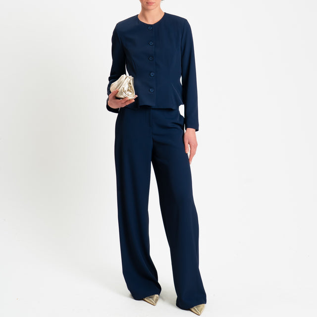 Tensione in-Completo giacca+ pantalone tessuto fluido - blu