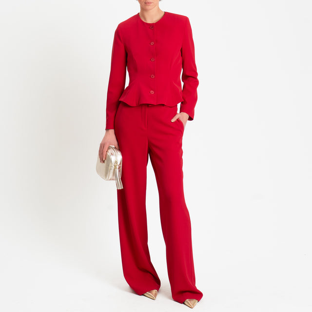Tensione in-Completo giacca+ pantalone tessuto fluido - rosso