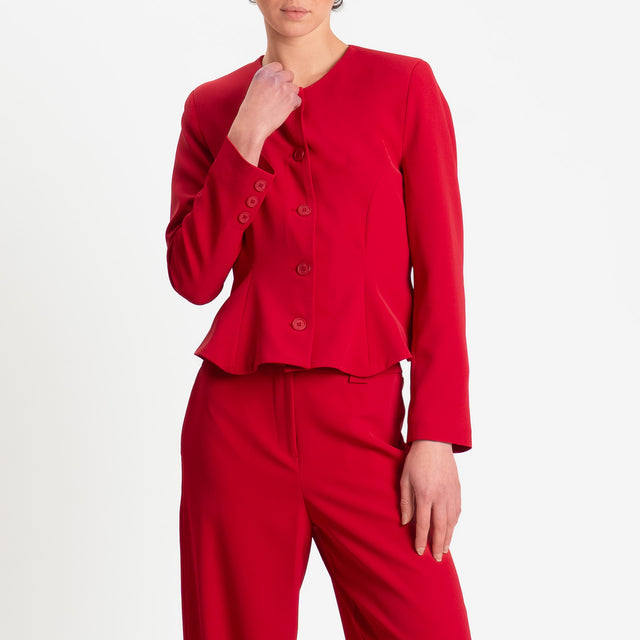 Tensione in-Completo giacca+ pantalone tessuto fluido - rosso