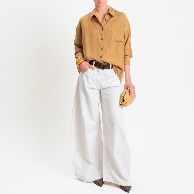 Tensione in-Camicia cupro con taschino - camel