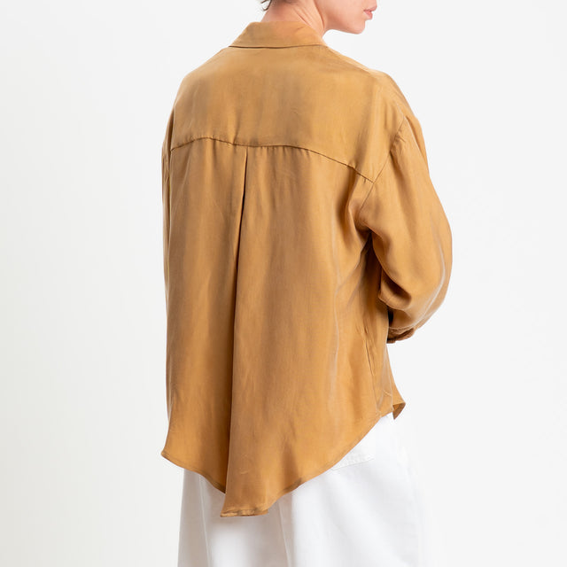 Tensione in-Camicia cupro con taschino - camel