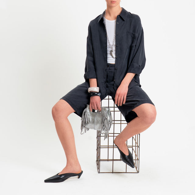 Tensione in-Camicia cupro con taschino - nero