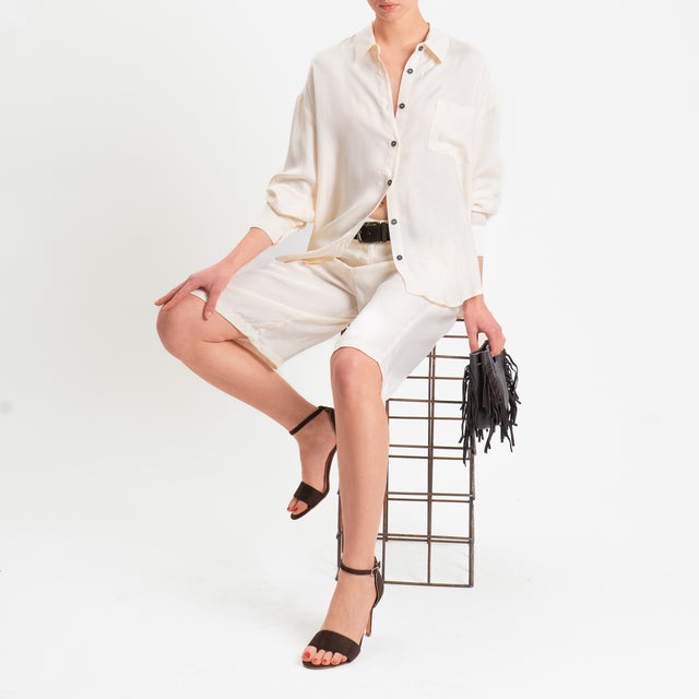 Tensione in-Camicia cupro con taschino - panna