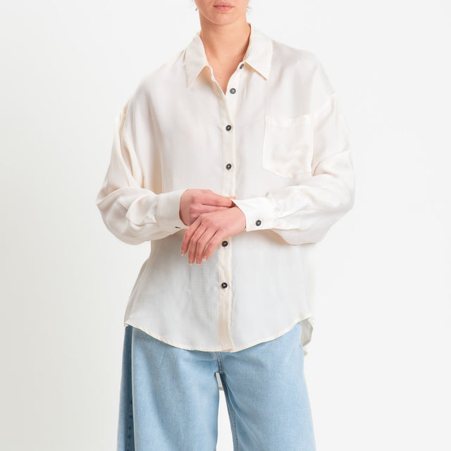 Tensione in-Camicia cupro con taschino - panna
