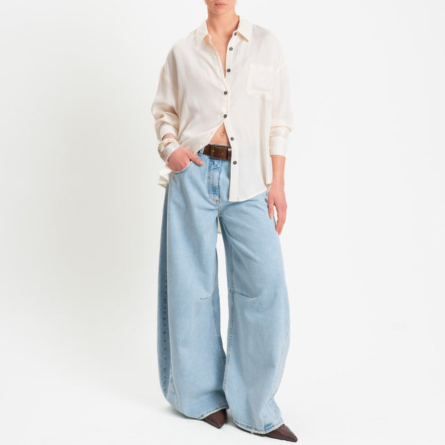 Tensione in-Camicia cupro con taschino - panna