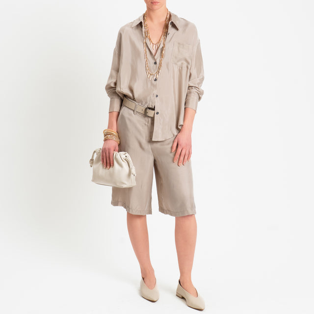 Tensione in-Camicia cupro con taschino - beige