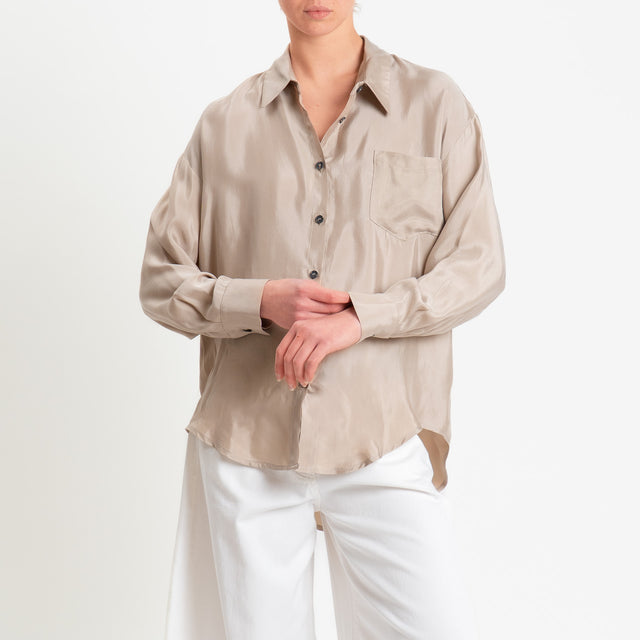 Tensione in-Camicia cupro con taschino - beige