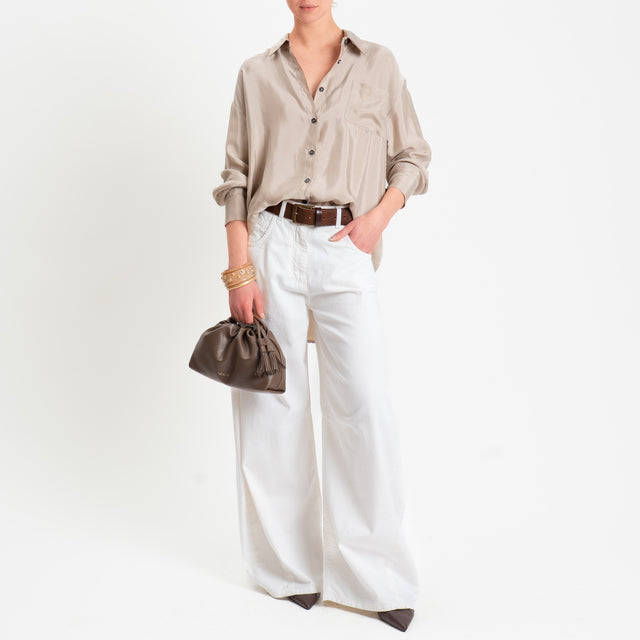 Tensione in-Camicia cupro con taschino - beige