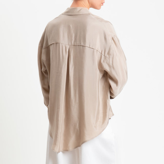Tensione in-Camicia cupro con taschino - beige