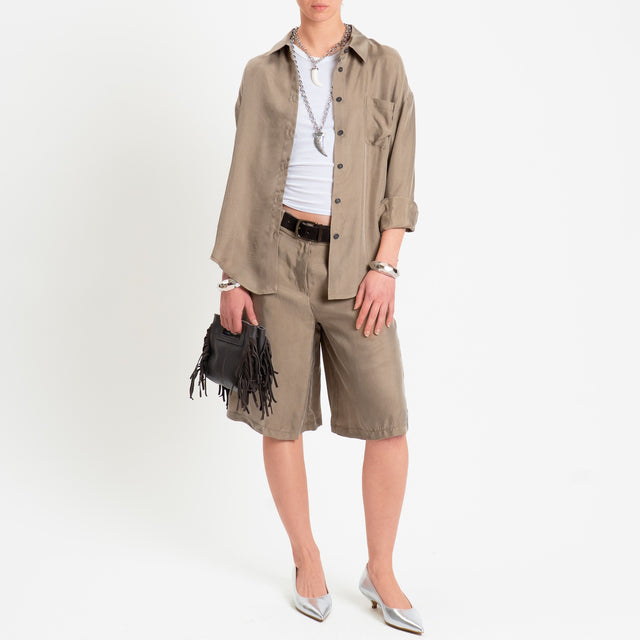 Tensione in-Camicia cupro con taschino - tortora