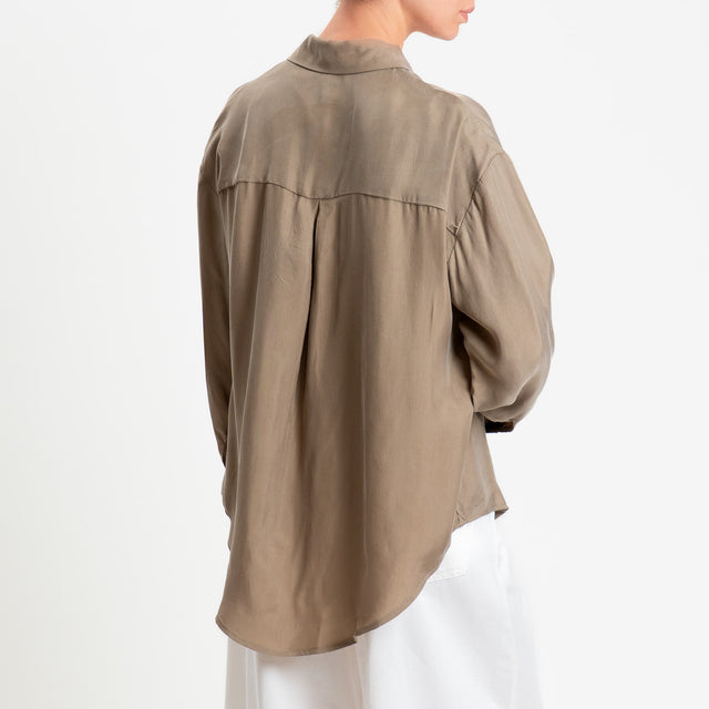 Tensione in-Camicia cupro con taschino - tortora