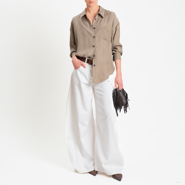 Tensione in-Camicia cupro con taschino - tortora