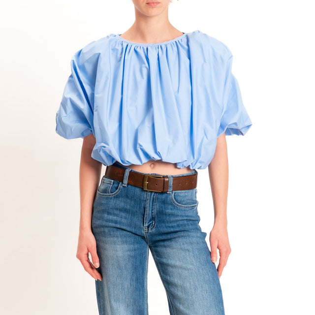 Tensione in-Blusa crop elastico in vita - azzurro