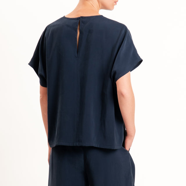 Tensione in-Blusa cupro bottone dietro - blu