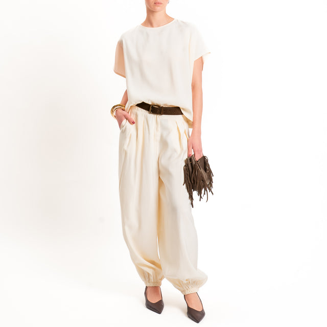 Tensione in-Blusa cupro bottone dietro - vaniglia