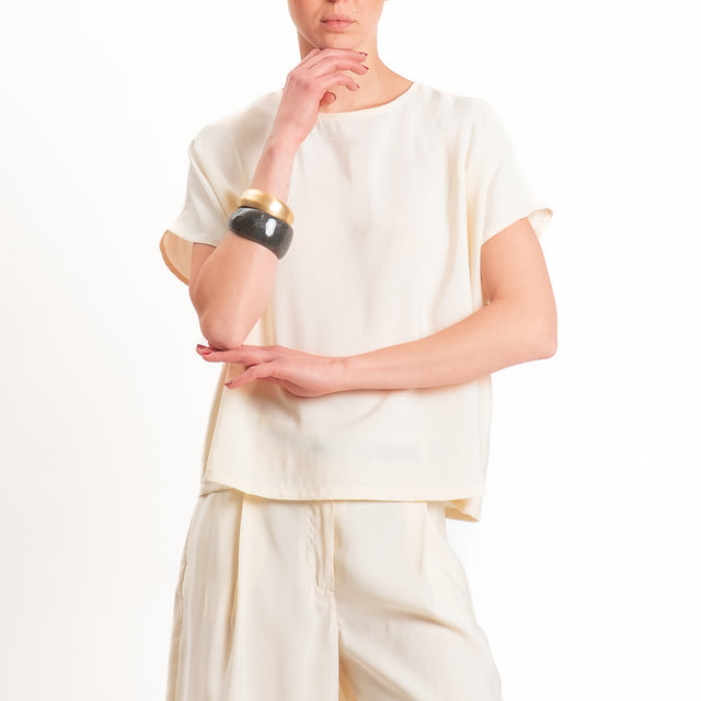 Tensione in-Blusa cupro bottone dietro - vaniglia