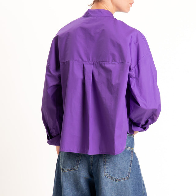 Tensione in-Camicia popeline light collo coreana - viola