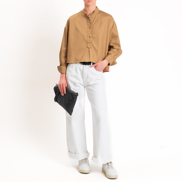 Tensione in-Camicia popeline light collo coreana - cognac