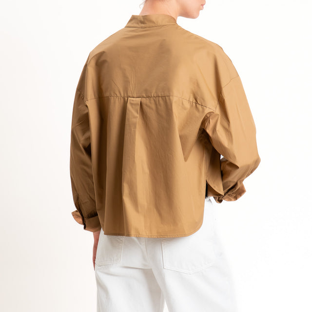 Tensione in-Camicia popeline light collo coreana - cognac