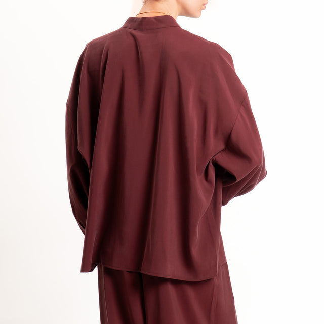 Tensione in-Camicia tessuto cupro collo coreana - Bordeaux